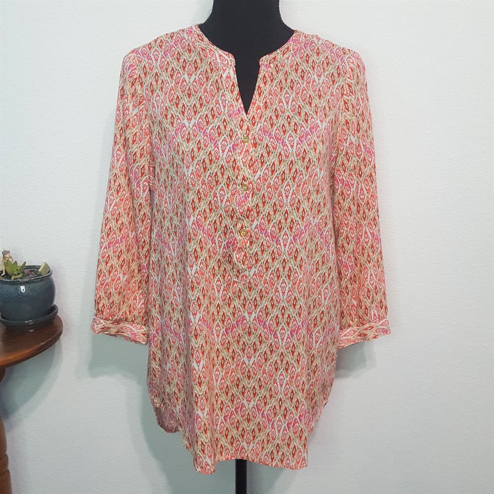 Grand & Greene Tunic Aztec Print Rayon Top